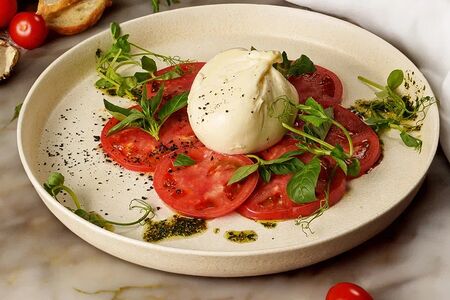 Буррата с грунтовыми томатами