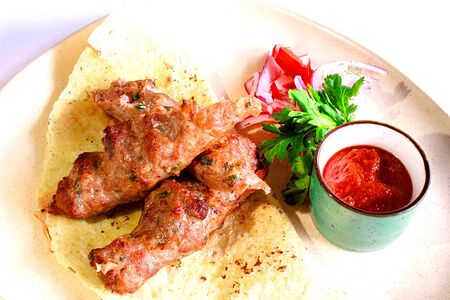 Люля из говядины и свинины на гриле