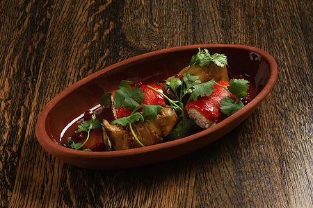 Рулетики из перца и баклажан