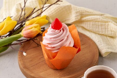 Капкейк Клубника со сливками