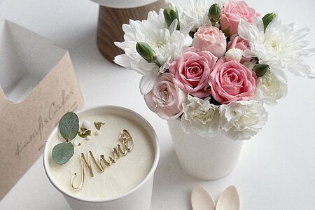 Набор Тортик в стакане с цветами Маме