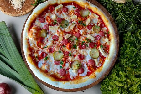 Пицца Охотничья на тонком тесте