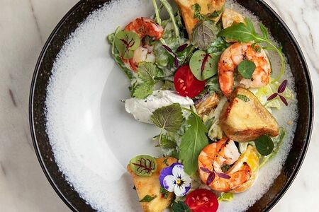 Хрустящие баклажаны с тигровой креветкой