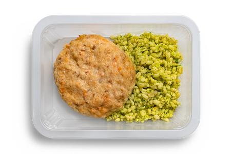 Рыбная котлета с зеленым булгуром