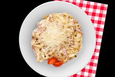 Паста с грибами и беконом