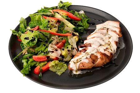 Стейк куриный с овощами