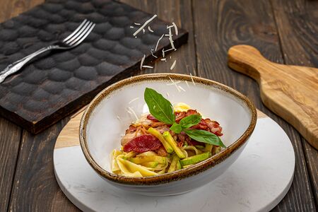 Феттуччине Карбонара с цукини