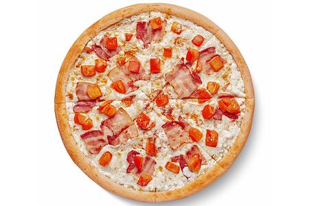 Пицца Карбонара на толстом тесте