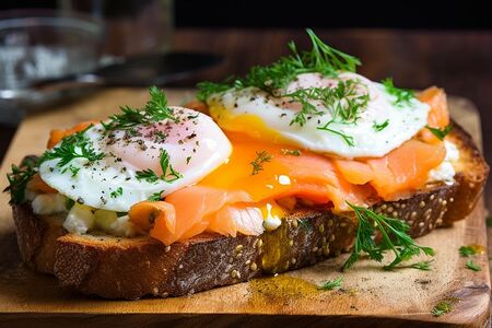 Тост с яйцом и лососем