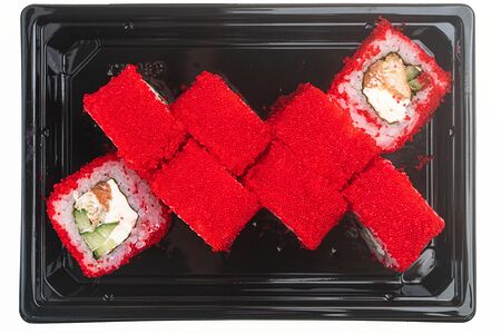 Ролл с угрём и лососем