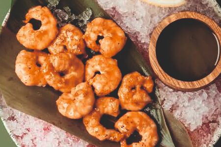 Креветки терияки с зеленым маслом