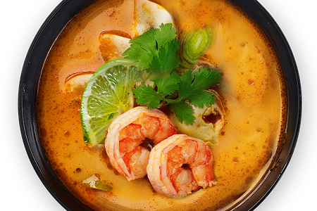 Суп Том-ям с креветкой и кальмаром