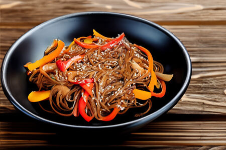 Гречневая лапша с говядиной и овощами