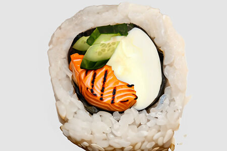 Ролл с жареным лососем