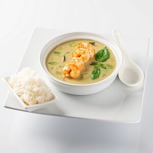 Зеленое карри с креветками руб