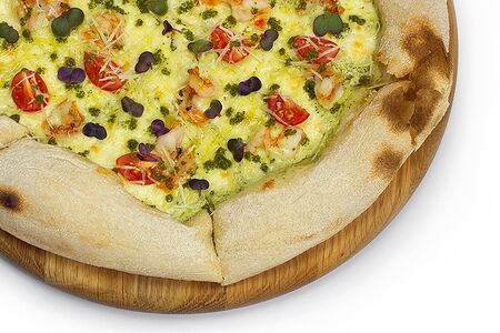 Пицца Песто с креветками