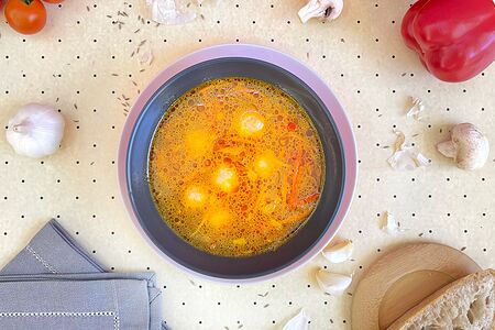 Суп с куриными фрикадельками и орзо