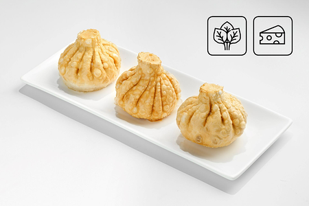 Хинкали со шпинатом и сыром жаренные 3 шт