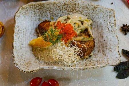 Стейк семги в сливочном соусе