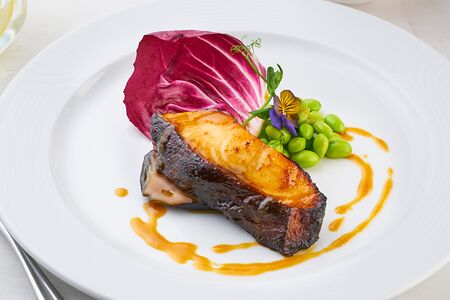 Черная треска и баклажаны