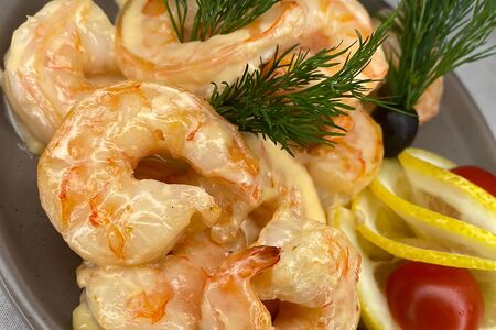 Тигровые креветки в сливочном соусе