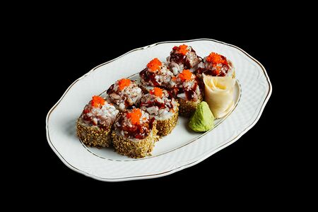 Хрустящий ролл с опаленным окунем