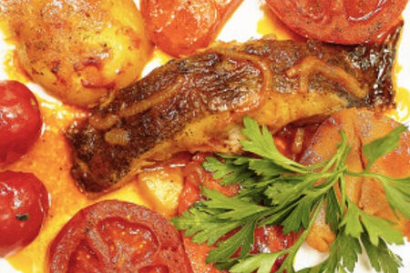 Палтус с овощами