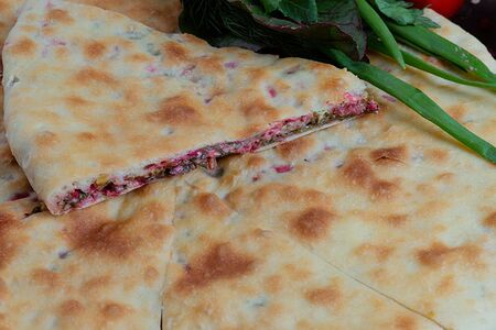 Пирог с листьями свеклы, зеленью и осетинским сыром