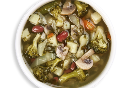 Суп овощной на грибном бульоне со шпинатом