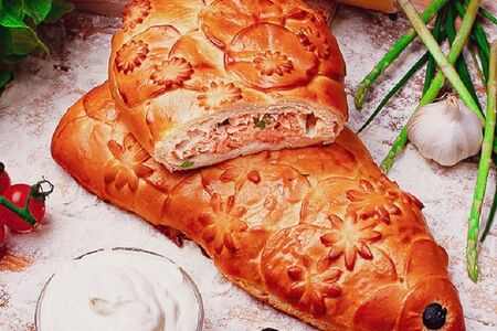 Пирог с семгой Рыбка