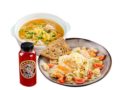 Комбо Цезарь с курицей с супом-лапшой