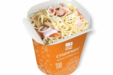 Спагетти с копченой курицей