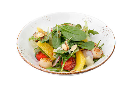 Гребешки апельсин соус манго чили