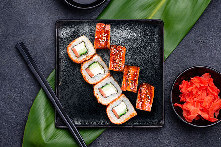 Сливочный угорь с овощами