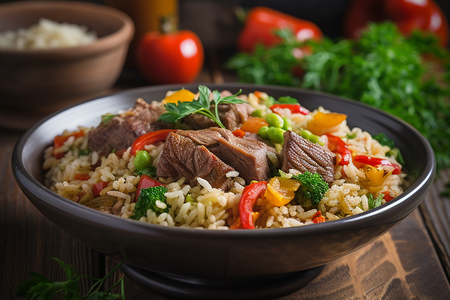 Плов из баранины со свежими овощами