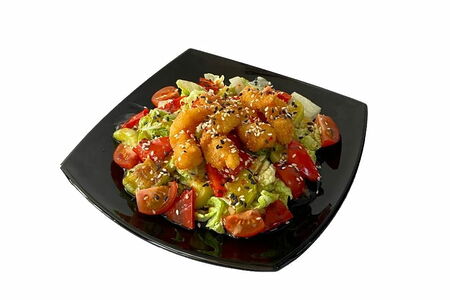 Салат гриль с креветками