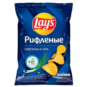 Чипсы Lays рифленые Сметана и лук
