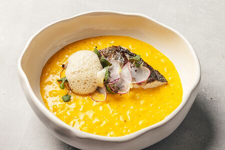 Цитрусовое ризотто с сибасом