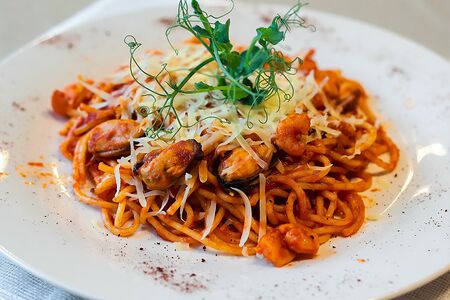 Спагетти с морепродуктами