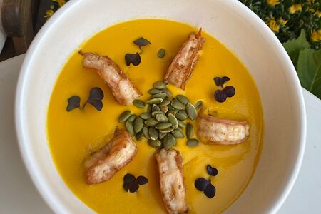 Тыквенный суп с креветками