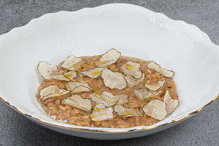 Ризотто Качо э пепе с белыми грибами и трюфелем