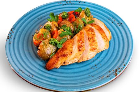 Куриная грудка с картофелем беби и соусом песто