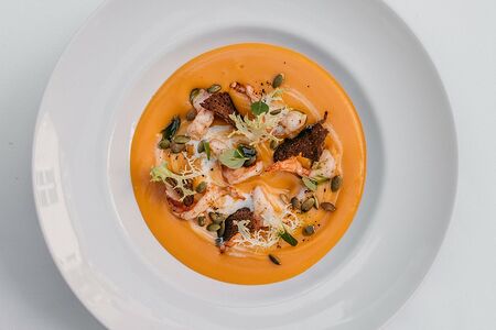 Суп крем из тыквы с креветками