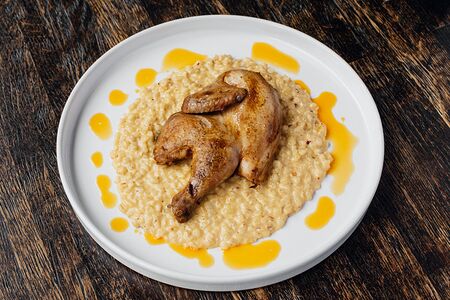 Цыпленок с ризотто из булгура