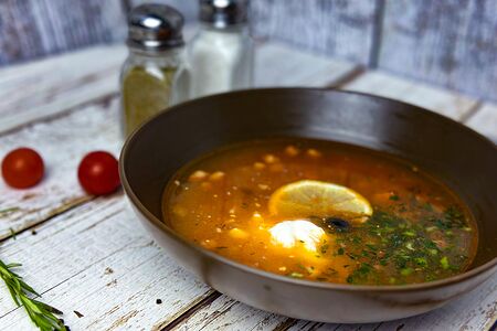 Суп Солянка с копченостями