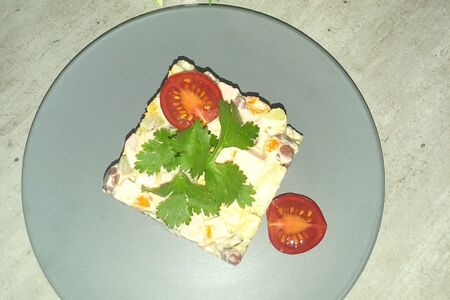 Салат оливье с красной фасолью