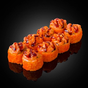 Запеченная креветка с лососем