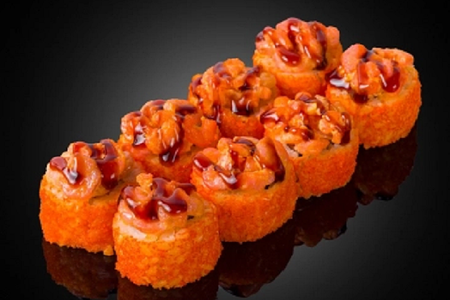 Запеченная креветка с лососем запеченный 8шт