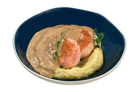 Крабовые котлетки с соусом Черный перец