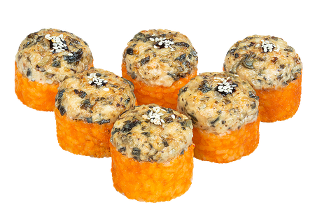 Запечённый ролл с угрём и тигровой креветкой